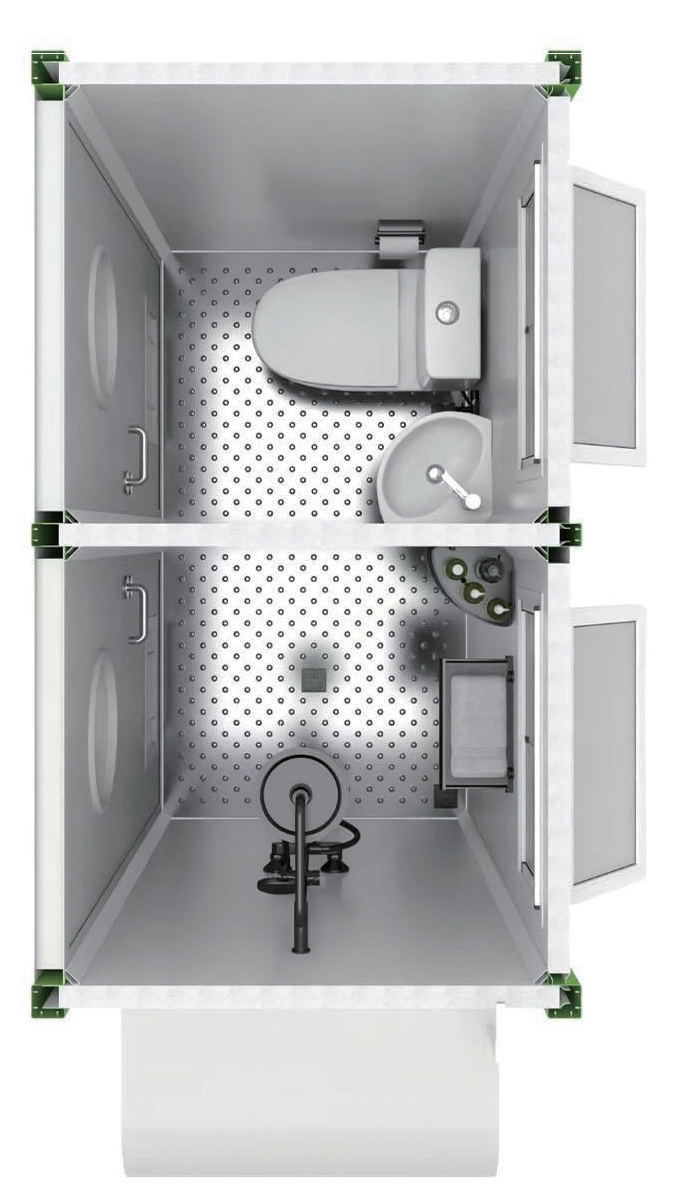 Modular mobile bathroom double toilet Dry-wet separatio (toilet + column washbasin+ Shower)
