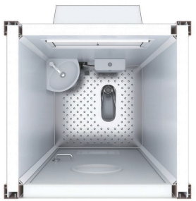 Mobile bathroom single squat toilet (stainless steel single squat toilet+ column washbasin)