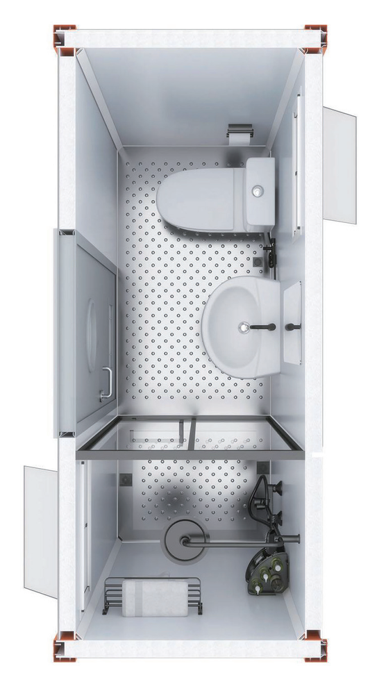 Modular mobile bathroom (Closestool+ Column Style Washbasin + Shower Room)