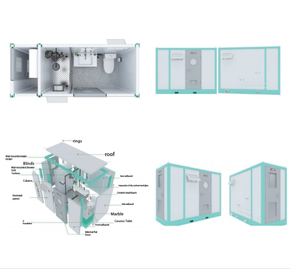 Closestool + Column Style Washbasin + Shower Room)